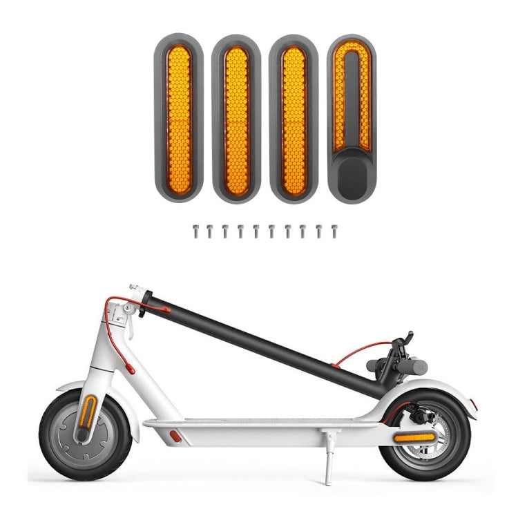 Roda de Scooter Elétrico com Tampa Decorativa Lateral Quádrupla com Faixas Reflectoras e Parafusos para Xiaomi Mijia 1S / Pro 2, Vermelho, Amarelo
