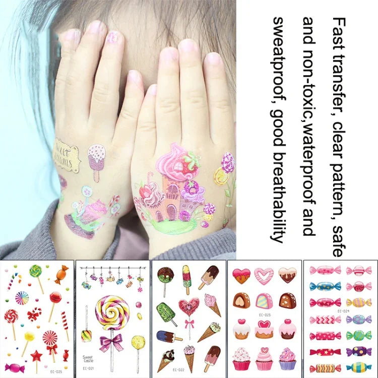 20 UN Autocolantes de Tatuagem para Crianças à prova de água e anti-suor com desenhos de desenhos animados, EC-013, EC-014, EC-018, EC-019, EC-020, EC-021, EC-022, EC-023, EC-024, EC-025, EC-028, EC-029, EC-030, EC-032, EC-035