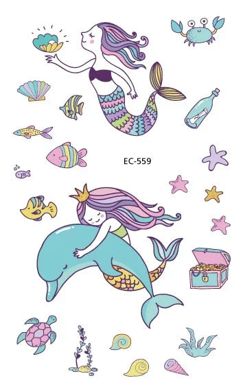 20 UN Autocolantes de Tatuagem para Crianças à prova de água com desenhos de animais marinhos, EC-559, EC-566, EC-567, EC-571, EC-572, EC-573, EC-574, EC-575, EC-576, EC-577, EC-741, EC-764