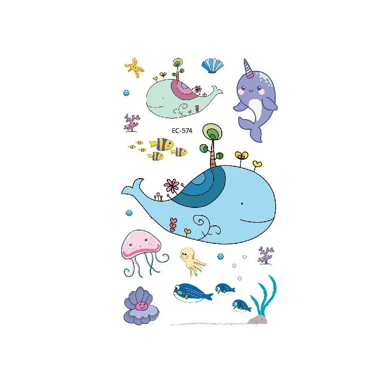 20 UN Autocolantes de Tatuagem para Crianças à prova de água com desenhos de animais marinhos, EC-559, EC-566, EC-567, EC-571, EC-572, EC-573, EC-574, EC-575, EC-576, EC-577, EC-741, EC-764