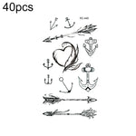 40 PCS Autocolantes de Tatuagem Pequenos e Frescos à Prova de Água, RC-445, RC-446, RC-447, RC-448, RC-449, RC-451, RC-452, RC-453, RC-454, RC-455, RC-456, RC-457