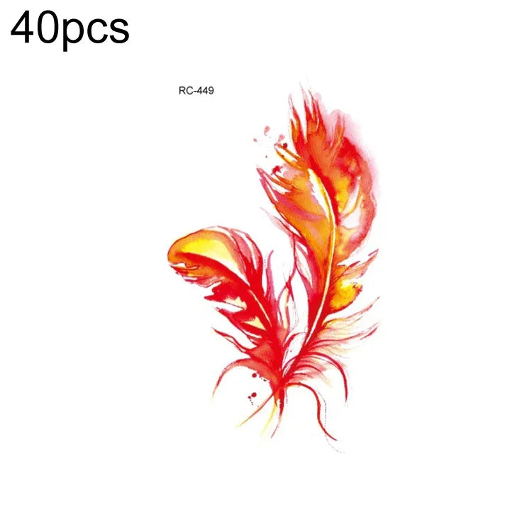 40 PCS Autocolantes de Tatuagem Pequenos e Frescos à Prova de Água, RC-445, RC-446, RC-447, RC-448, RC-449, RC-451, RC-452, RC-453, RC-454, RC-455, RC-456, RC-457