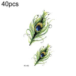 40 PCS Autocolantes de Tatuagem Pequenos e Frescos à Prova de Água, RC-445, RC-446, RC-447, RC-448, RC-449, RC-451, RC-452, RC-453, RC-454, RC-455, RC-456, RC-457