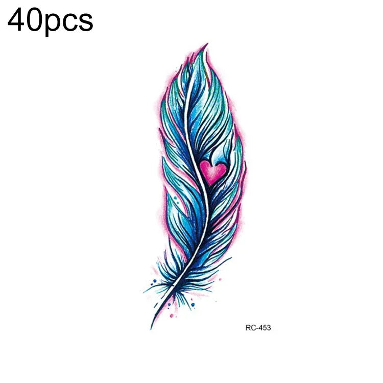 40 PCS Autocolantes de Tatuagem Pequenos e Frescos à Prova de Água, RC-445, RC-446, RC-447, RC-448, RC-449, RC-451, RC-452, RC-453, RC-454, RC-455, RC-456, RC-457