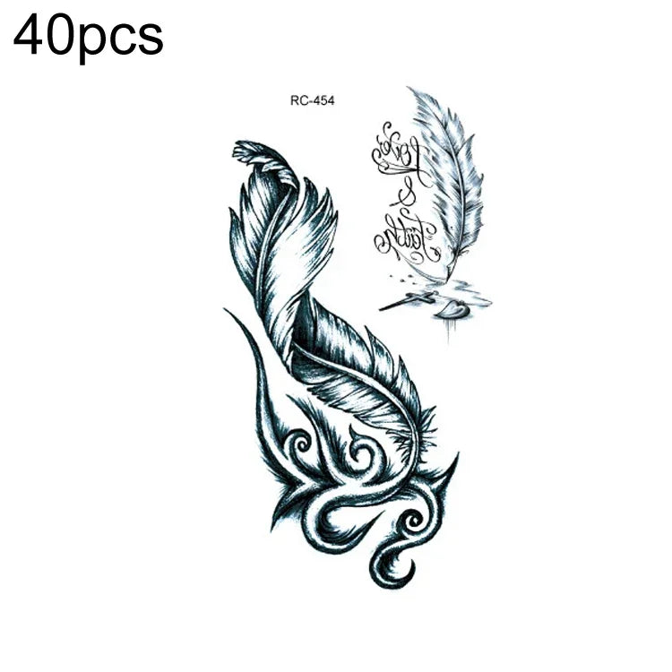 40 PCS Autocolantes de Tatuagem Pequenos e Frescos à Prova de Água, RC-445, RC-446, RC-447, RC-448, RC-449, RC-451, RC-452, RC-453, RC-454, RC-455, RC-456, RC-457