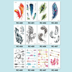 40 PCS Autocolantes de Tatuagem Pequenos e Frescos à Prova de Água, RC-445, RC-446, RC-447, RC-448, RC-449, RC-451, RC-452, RC-453, RC-454, RC-455, RC-456, RC-457