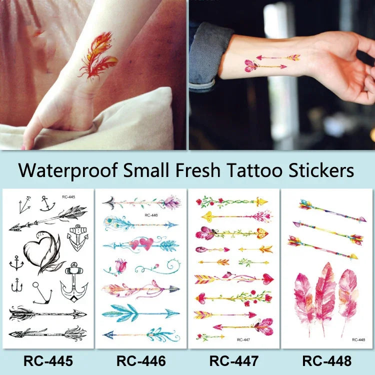 40 PCS Autocolantes de Tatuagem Pequenos e Frescos à Prova de Água, RC-445, RC-446, RC-447, RC-448, RC-449, RC-451, RC-452, RC-453, RC-454, RC-455, RC-456, RC-457