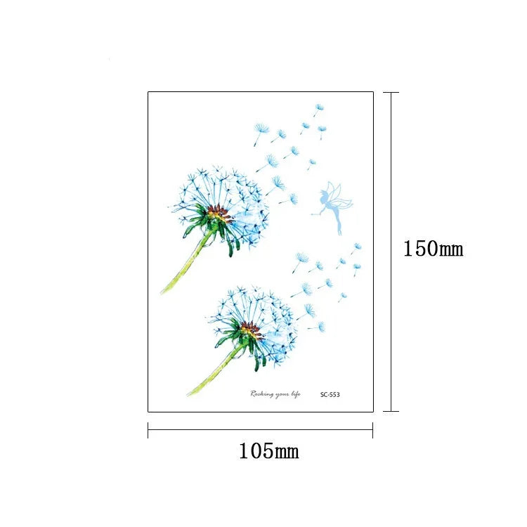 20 PCS Autocolantes de Tatuagem de Braço com Flores à Prova de Água, SC-529, SC-557, SC-558, SC-559, SC-561, SC-564, SC-551, SC-556, SC-552, SC-553, SC-554, SC-555