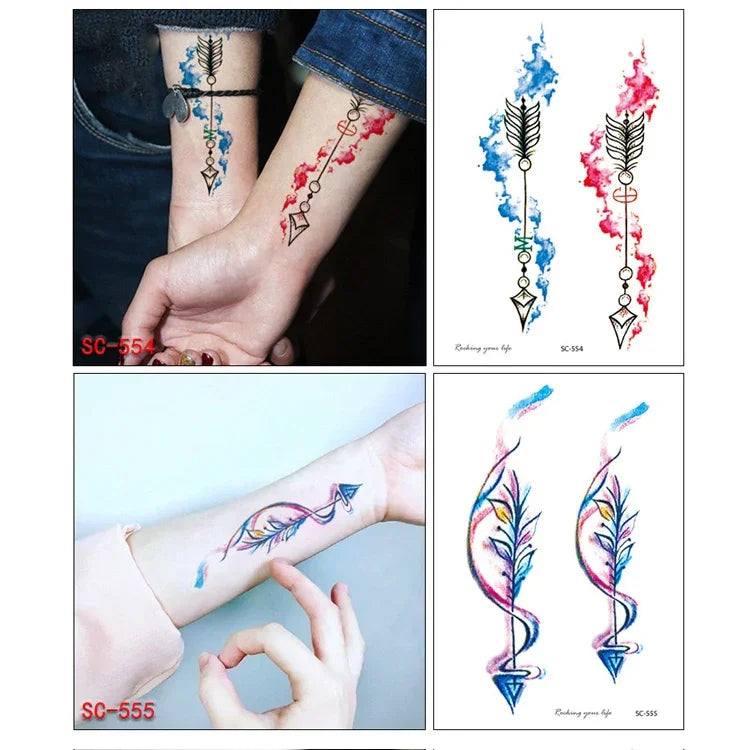 20 PCS Autocolantes de Tatuagem de Braço com Flores à Prova de Água, SC-529, SC-557, SC-558, SC-559, SC-561, SC-564, SC-551, SC-556, SC-552, SC-553, SC-554, SC-555