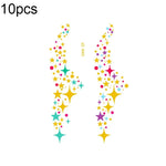 10 PCS Autocolantes de Tatuagem Facial para Festival de Música com Estampagem a Quente e à Prova de Água, VS-001, VS-002, VS-003, VS-004, VS-005, VS-006, VS-007, VS-008, VS-009, VS-010