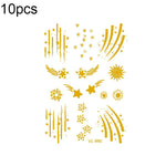 10 PCS Autocolantes de Tatuagem Facial para Festival de Música com Estampagem a Quente e à Prova de Água, VS-001, VS-002, VS-003, VS-004, VS-005, VS-006, VS-007, VS-008, VS-009, VS-010