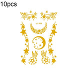 10 PCS Autocolantes de Tatuagem Facial para Festival de Música com Estampagem a Quente e à Prova de Água, VS-001, VS-002, VS-003, VS-004, VS-005, VS-006, VS-007, VS-008, VS-009, VS-010