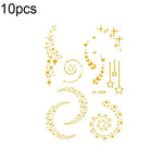10 PCS Autocolantes de Tatuagem Facial para Festival de Música com Estampagem a Quente e à Prova de Água, VS-001, VS-002, VS-003, VS-004, VS-005, VS-006, VS-007, VS-008, VS-009, VS-010