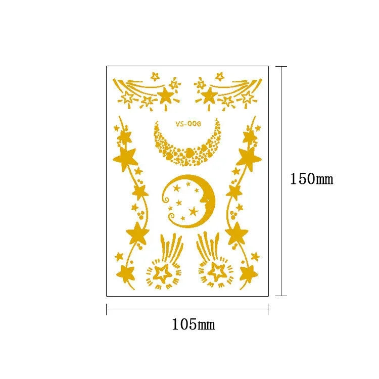 10 PCS Autocolantes de Tatuagem Facial para Festival de Música com Estampagem a Quente e à Prova de Água, VS-001, VS-002, VS-003, VS-004, VS-005, VS-006, VS-007, VS-008, VS-009, VS-010