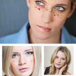 10 PCS Autocolantes de Tatuagem Facial para Festival de Música com Estampagem a Quente e à Prova de Água, VS-001, VS-002, VS-003, VS-004, VS-005, VS-006, VS-007, VS-008, VS-009, VS-010