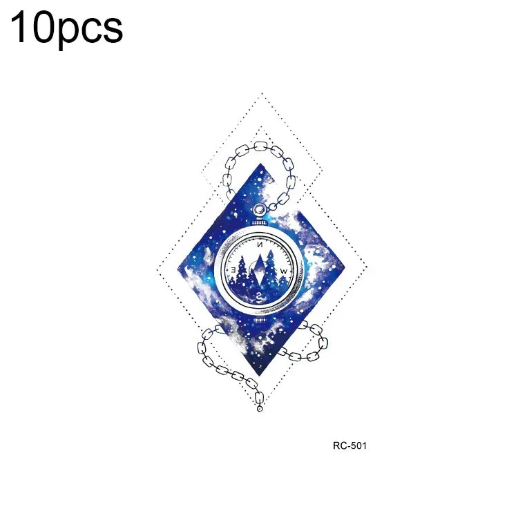 10 PCS Autocolantes de Tatuagem Pequenos e Frescos com Transferência de Água Colorida à Prova de Água, RC-501, RC-502, RC-503, RC-504, RC-505, RC-506, RC-507, RC-508, RC-509, RC-510, RC-511, RC-512, RC-513, RC-514, RC-515, RC-516