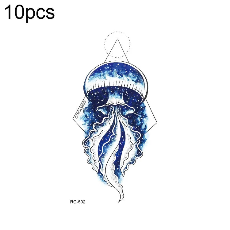 10 PCS Autocolantes de Tatuagem Pequenos e Frescos com Transferência de Água Colorida à Prova de Água, RC-501, RC-502, RC-503, RC-504, RC-505, RC-506, RC-507, RC-508, RC-509, RC-510, RC-511, RC-512, RC-513, RC-514, RC-515, RC-516
