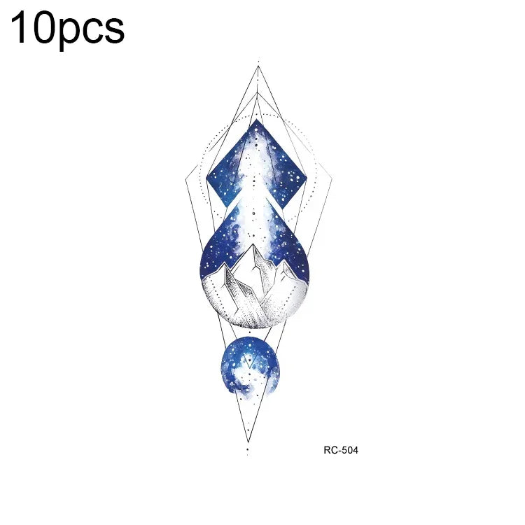 10 PCS Autocolantes de Tatuagem Pequenos e Frescos com Transferência de Água Colorida à Prova de Água, RC-501, RC-502, RC-503, RC-504, RC-505, RC-506, RC-507, RC-508, RC-509, RC-510, RC-511, RC-512, RC-513, RC-514, RC-515, RC-516