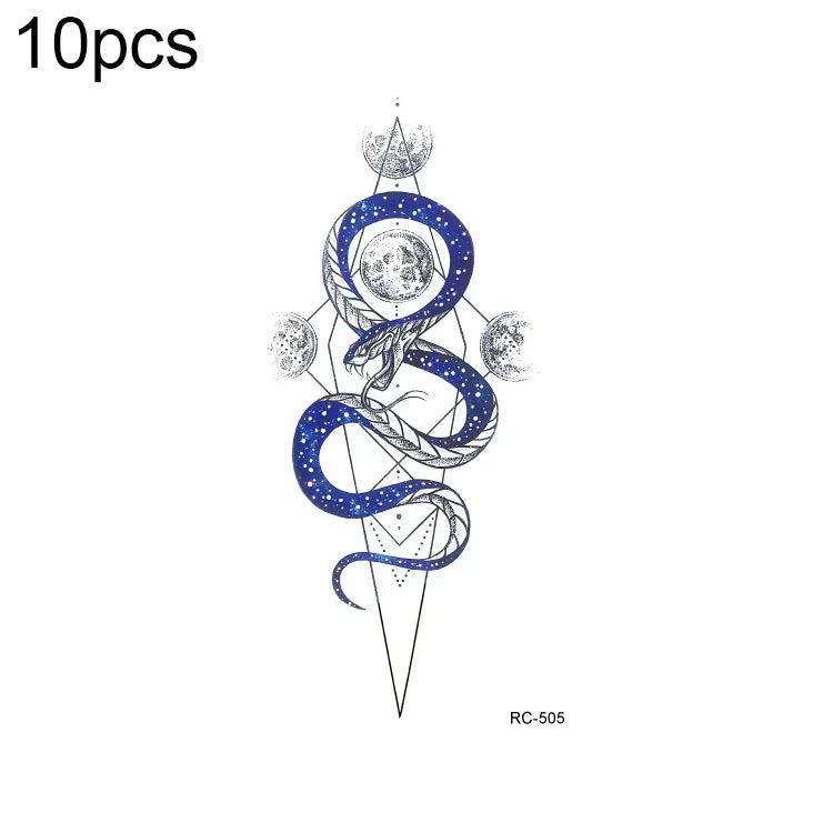 10 PCS Autocolantes de Tatuagem Pequenos e Frescos com Transferência de Água Colorida à Prova de Água, RC-501, RC-502, RC-503, RC-504, RC-505, RC-506, RC-507, RC-508, RC-509, RC-510, RC-511, RC-512, RC-513, RC-514, RC-515, RC-516