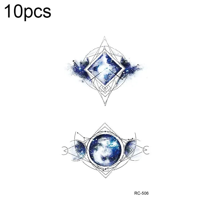 10 PCS Autocolantes de Tatuagem Pequenos e Frescos com Transferência de Água Colorida à Prova de Água, RC-501, RC-502, RC-503, RC-504, RC-505, RC-506, RC-507, RC-508, RC-509, RC-510, RC-511, RC-512, RC-513, RC-514, RC-515, RC-516
