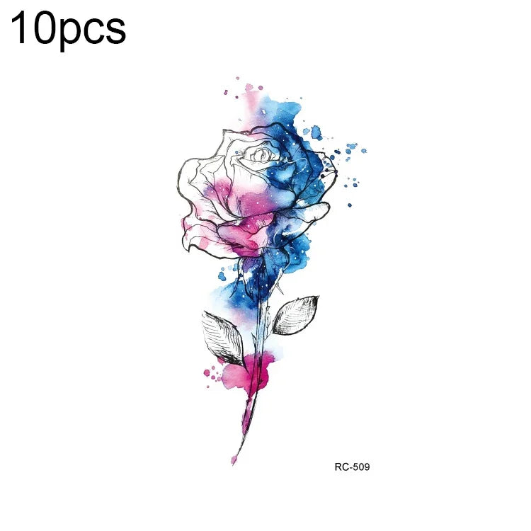 10 PCS Autocolantes de Tatuagem Pequenos e Frescos com Transferência de Água Colorida à Prova de Água, RC-501, RC-502, RC-503, RC-504, RC-505, RC-506, RC-507, RC-508, RC-509, RC-510, RC-511, RC-512, RC-513, RC-514, RC-515, RC-516