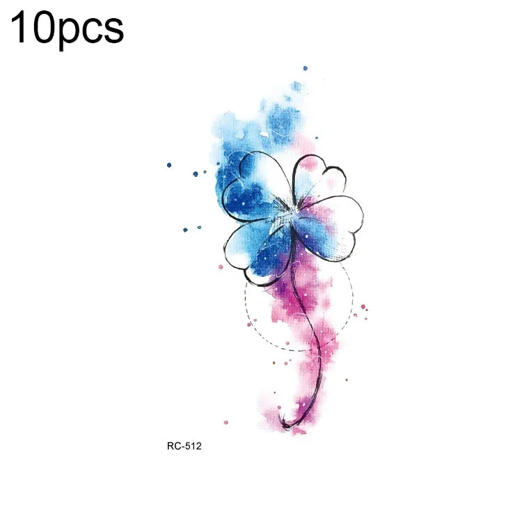 10 PCS Autocolantes de Tatuagem Pequenos e Frescos com Transferência de Água Colorida à Prova de Água, RC-501, RC-502, RC-503, RC-504, RC-505, RC-506, RC-507, RC-508, RC-509, RC-510, RC-511, RC-512, RC-513, RC-514, RC-515, RC-516