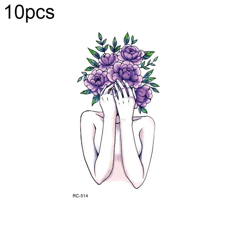 10 PCS Autocolantes de Tatuagem Pequenos e Frescos com Transferência de Água Colorida à Prova de Água, RC-501, RC-502, RC-503, RC-504, RC-505, RC-506, RC-507, RC-508, RC-509, RC-510, RC-511, RC-512, RC-513, RC-514, RC-515, RC-516