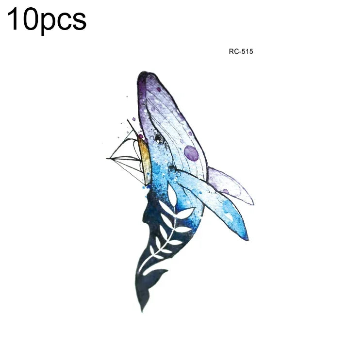 10 PCS Autocolantes de Tatuagem Pequenos e Frescos com Transferência de Água Colorida à Prova de Água, RC-501, RC-502, RC-503, RC-504, RC-505, RC-506, RC-507, RC-508, RC-509, RC-510, RC-511, RC-512, RC-513, RC-514, RC-515, RC-516