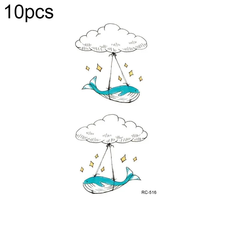 10 PCS Autocolantes de Tatuagem Pequenos e Frescos com Transferência de Água Colorida à Prova de Água, RC-501, RC-502, RC-503, RC-504, RC-505, RC-506, RC-507, RC-508, RC-509, RC-510, RC-511, RC-512, RC-513, RC-514, RC-515, RC-516