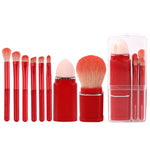 Conjunto de Maquilhagem para Iniciantes 8 em 1, Pincel de Blush Retrátil Mini Quadrado Portátil, Pincel de Sombra, 8 em 1 (Branco Leitoso), 8 em 1 (Vermelho Vinho), 8 em 1 (Pele Clara), 8 em 1 (Azul Claro)