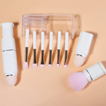 Conjunto de Maquilhagem para Iniciantes 8 em 1, Pincel de Blush Retrátil Mini Quadrado Portátil, Pincel de Sombra, 8 em 1 (Branco Leitoso), 8 em 1 (Vermelho Vinho), 8 em 1 (Pele Clara), 8 em 1 (Azul Claro)