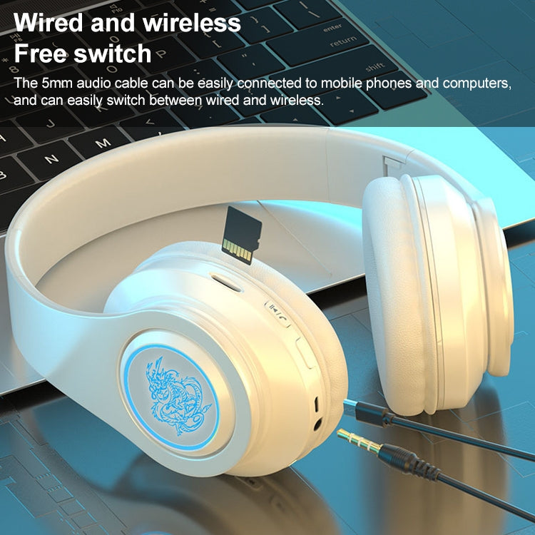 Auricular Bluetooth Sem Fios B39 com Subwoofer e Luz Respiratória Suporta Cartão TF