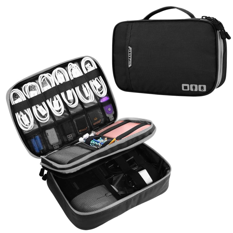 Bolsa de Armazenamento Digital Multifuncional de Viagem MapleStory, Tamanhos:, Pequeno (Preto), Médio (Preto), Médio (Cinzento), Grande (Preto), Grande (Cinzento)