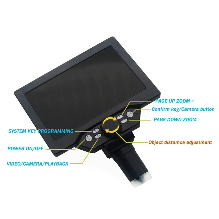 Microscópio Digital Eletrónico Portátil de Secretária com Ecrã LCD de 7 Polegadas G1200D 1200X, Plugue UE com Bateria, Plugue EUA com Bateria, Plugue AU com Bateria, Plugue Reino Unido com Bateria