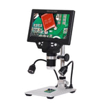 Microscópio Digital Eletrónico Portátil de Secretária com Ecrã LCD de 7 Polegadas G1200D 1200X, Plugue UE com Bateria, Plugue EUA com Bateria, Plugue AU com Bateria, Plugue Reino Unido com Bateria