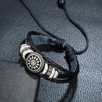 5 PCS BX222 Sun Flower Beads Leather Personality Knitting Adjustable Bracelet