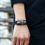 5 PCS BX222 Sun Flower Beads Leather Personality Knitting Adjustable Bracelet