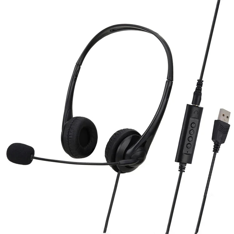 SOYTO SY490 Auscultadores para Ensino, Escritório, Aula Online, Computador, Estilo:, Duplo Auricular Preto Separado USB