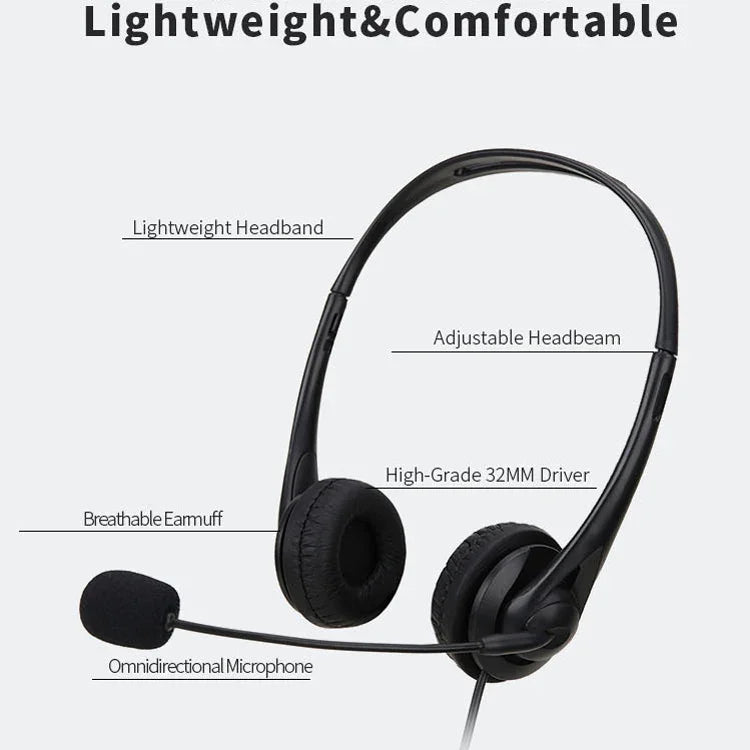 SOYTO SY490 Auscultadores para Ensino, Escritório, Aula Online, Computador, Estilo:, Duplo Auricular Preto Separado USB