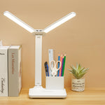 Candeeiro de Secretária LED de Dupla Cabeça com Carregamento, Estilo:, Versão Ligação Direta + Cabo, Recarregável 3600mAh + Cabo, Recarregável 4000mAh + Cabo