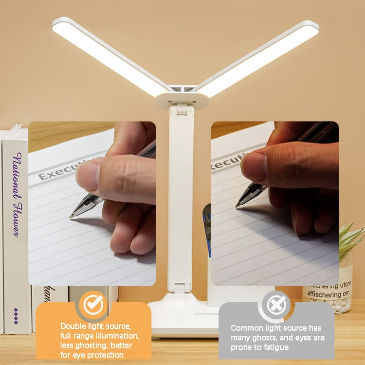Candeeiro de Secretária LED de Dupla Cabeça com Carregamento, Estilo:, Versão Ligação Direta + Cabo, Recarregável 3600mAh + Cabo, Recarregável 4000mAh + Cabo