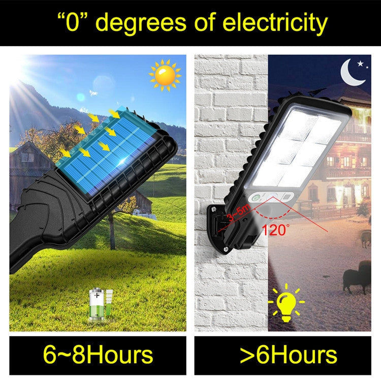 Luz de rua solar LED com indução de corpo humano para jardim, Especificações: 616A-18 LED, 616B-72 COB, 616C-30 COB, 616A-18 LED com controlo remoto, 616B-72 COB com controlo remoto, 616C-30 COB com controlo remoto