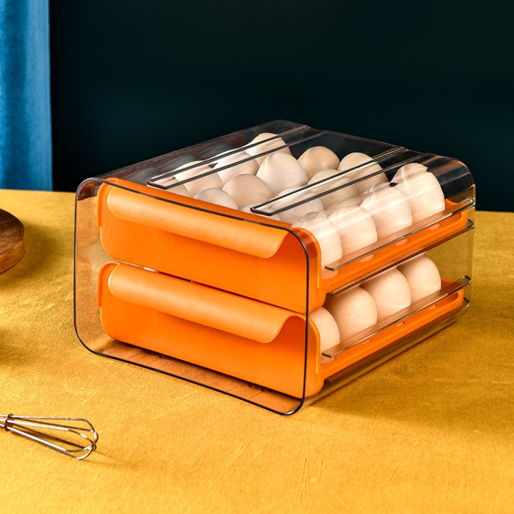 Caixa de Armazenamento de Ovos de Gaveta Dupla para Uso Doméstico, Laranja, Branco, Cinzento