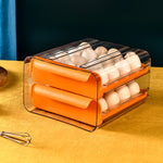 Caixa de Armazenamento de Ovos de Gaveta Dupla para Uso Doméstico, Laranja, Branco, Cinzento
