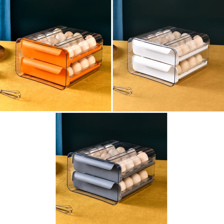 Caixa de Armazenamento de Ovos de Gaveta Dupla para Uso Doméstico, Laranja, Branco, Cinzento