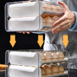 Caixa de Armazenamento de Ovos de Gaveta Dupla para Uso Doméstico, Laranja, Branco, Cinzento