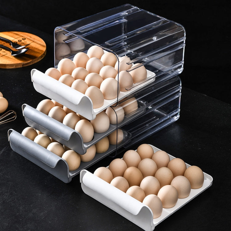 Caixa de Armazenamento de Ovos de Gaveta Dupla para Uso Doméstico, Laranja, Branco, Cinzento