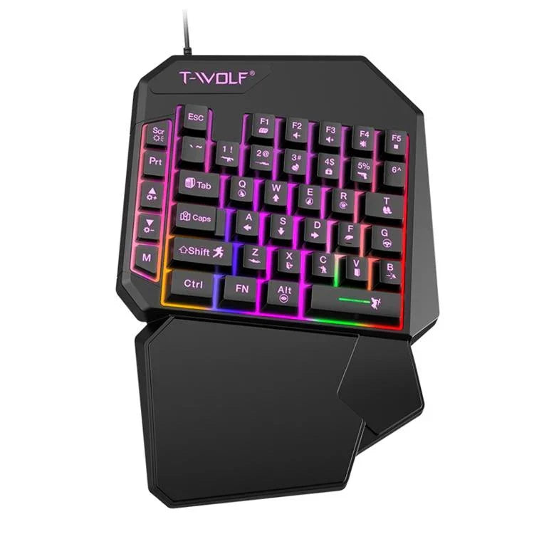Teclado Gaming T-WOLF para Telemóvel de Uma Mão, Especificação:, Teclado T19, Conjunto TF-900, Teclado + Rato + Trono