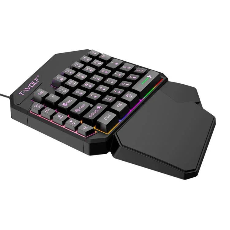 Teclado Gaming T-WOLF para Telemóvel de Uma Mão, Especificação:, Teclado T19, Conjunto TF-900, Teclado + Rato + Trono