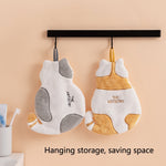 Home Kitchen Bathroom Cute Cat Hand Towel, Yellow, Grey